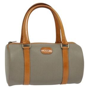 Christian Dior Vintage Cd Handbag Canvas Gray Canvas Handbag (Pre-Owned)